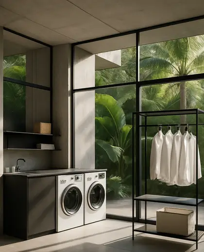 bauhaus building — laundry room (tropical)