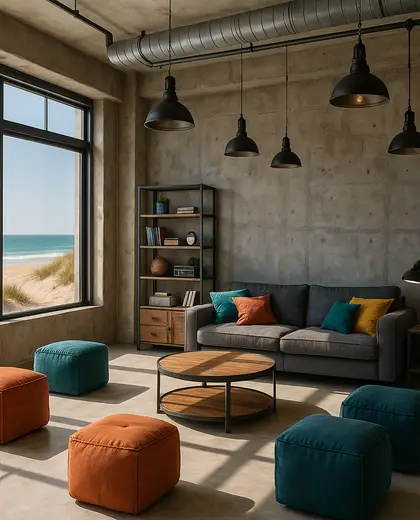 industrial salon — youth bedroom (beach)