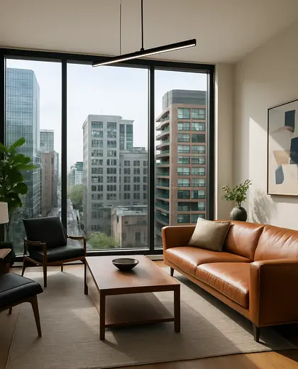 modern house — living room (urban)
