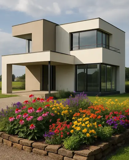 bauhaus home — flower bed (rural)