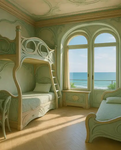 art nouveau apartment — childrens bedroom (coastal)