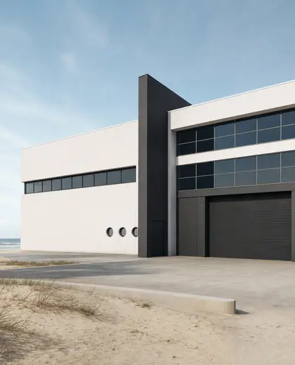 bauhaus facade — warehouse (beach)