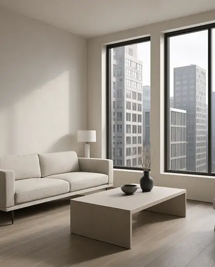 minimalist house — living room (urban)