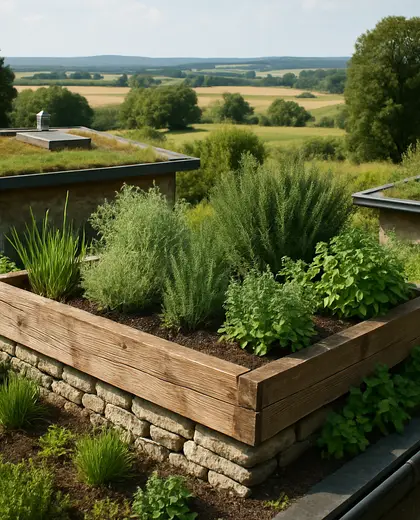 sustainable rooftop garden — raised garden bed (rural)
