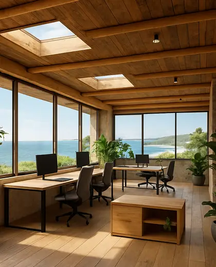 sustainable office space — open office (coastal)