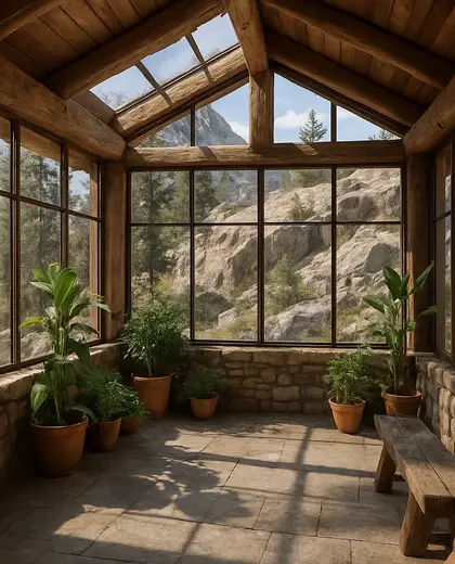 rustic greenhouse — sunroom (mountain)