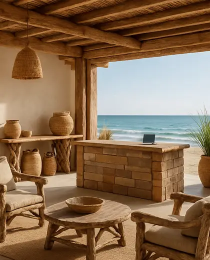 rustic public space — reception (beach)