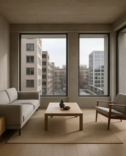 minimalist house — living room (urban)