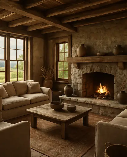 rustic farmhouse — living room (rural)