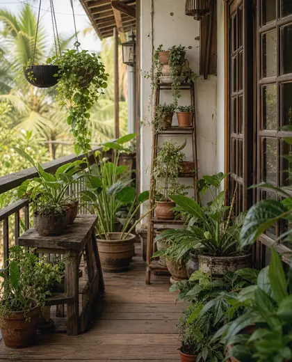 rustic garden — balcony garden (tropical)