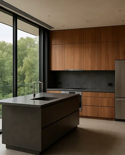 contemporary penthouse — kitchen (forest)