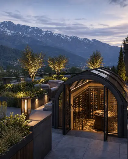 art deco rooftop garden — wine cellar (alpine)