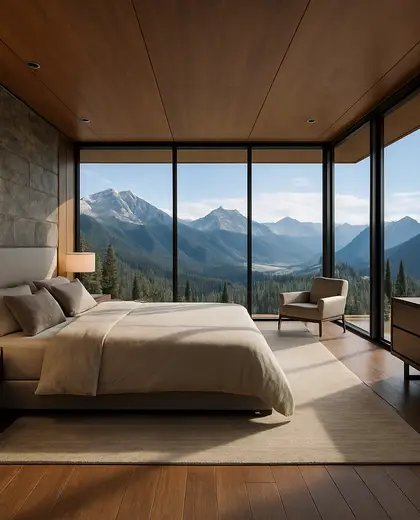 modern penthouse — master bedroom (mountain)