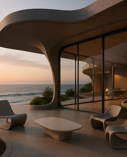 futuristic home — patio (ocean)