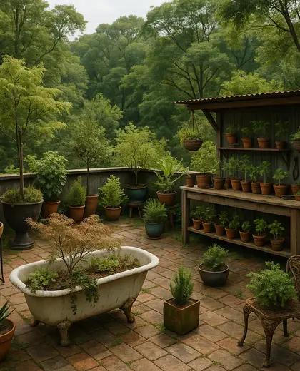 eclectic rooftop garden — nursery (forest)