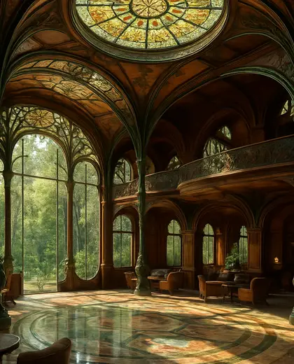 art nouveau hotel — main hall (forest)