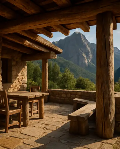 rustic building — patio (mountain)