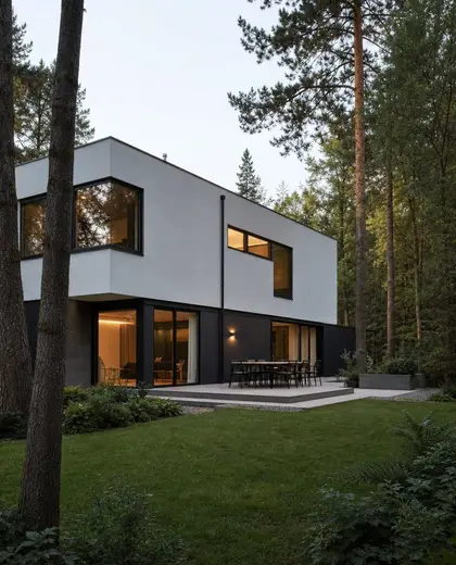bauhaus building — backyard (forest)