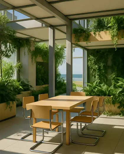 bauhaus indoor garden — informal dining room (beach)