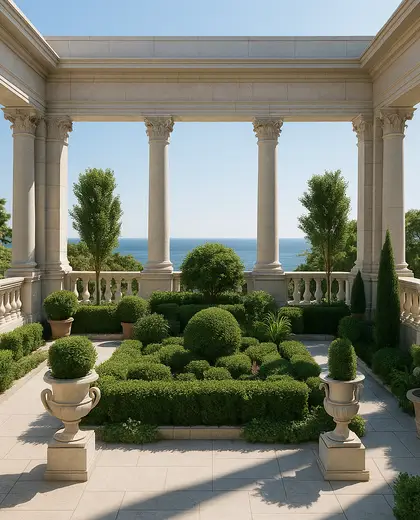 neoclassical rooftop garden — atrium (coastal)