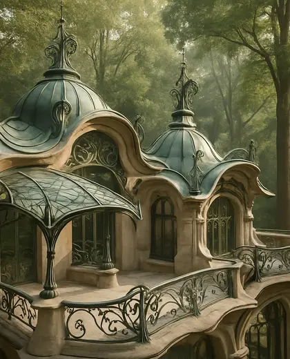 art nouveau hotel — roof (forest)