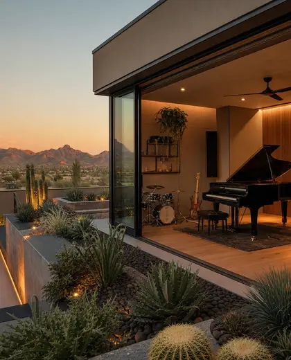contemporary rooftop garden — music room (desert)