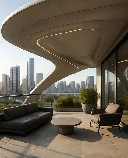 futuristic backyard — balcony (urban)