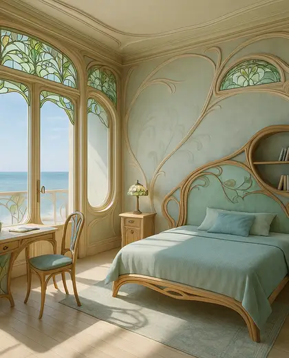 art nouveau home — youth bedroom (coastal)