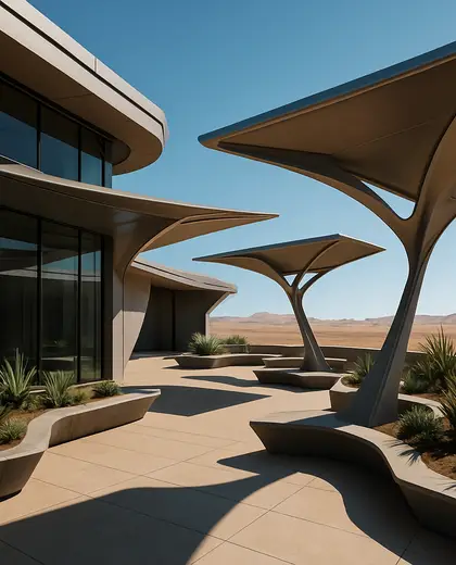 futuristic office space — patio (desert)