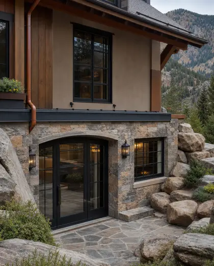 eclectic facade — basement (mountain)