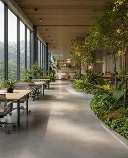 minimalist indoor garden — coworking space (mountain)