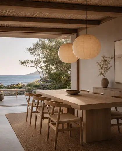 japandi backyard — dining room (ocean)