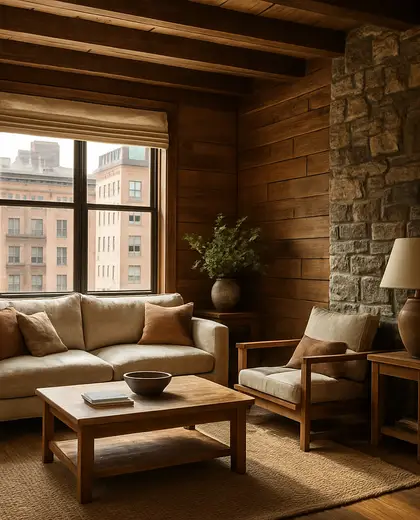 rustic house — living room (urban)