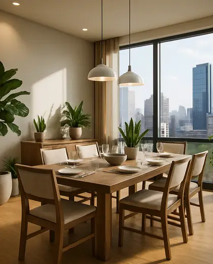sustainable apartment — formal dining room (urban)