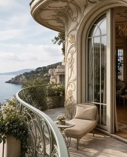 art nouveau salon — balcony (coastal)