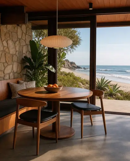 mid-century modern garden — breakfast nook (beach)