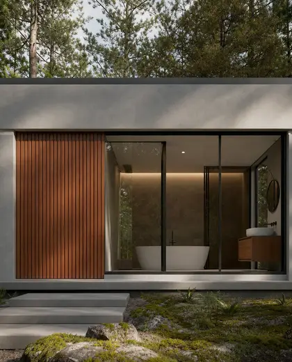bauhaus facade — bathroom (forest)