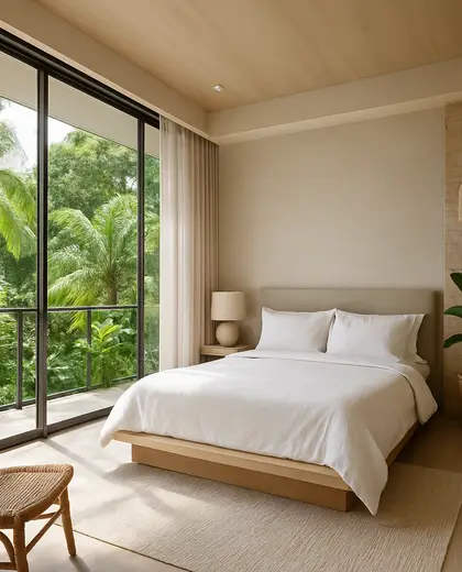 contemporary condo — bedroom (tropical)