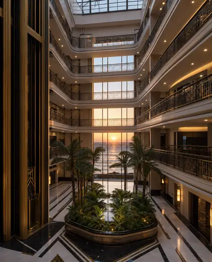art deco apartment — atrium (ocean)