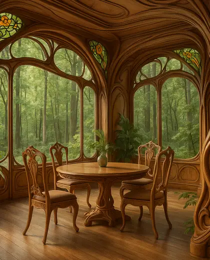 art nouveau condo — dining room (forest)
