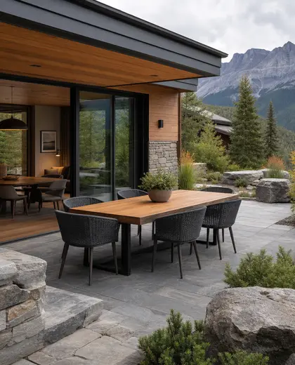 contemporary yard — informal dining room (alpine)