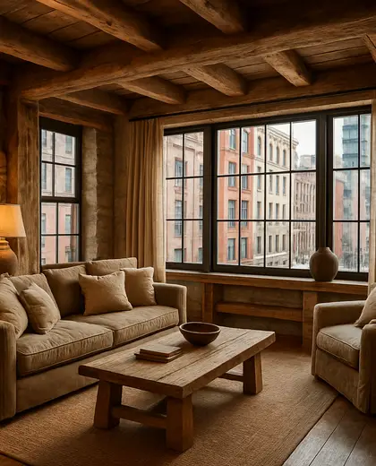 rustic house — living room (urban)