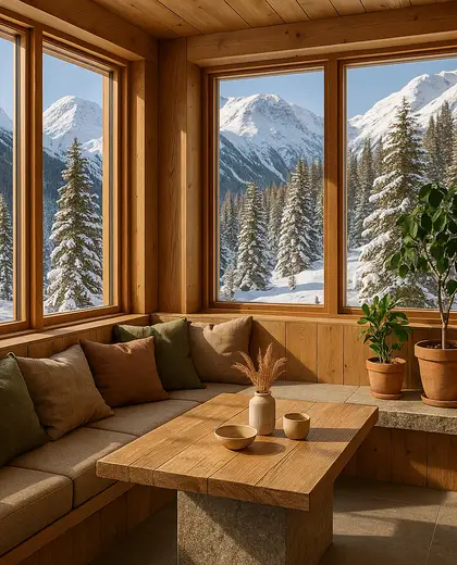 sustainable condo — breakfast nook (alpine)