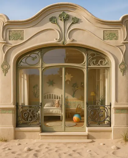 art nouveau facade — childrens bedroom (beach)