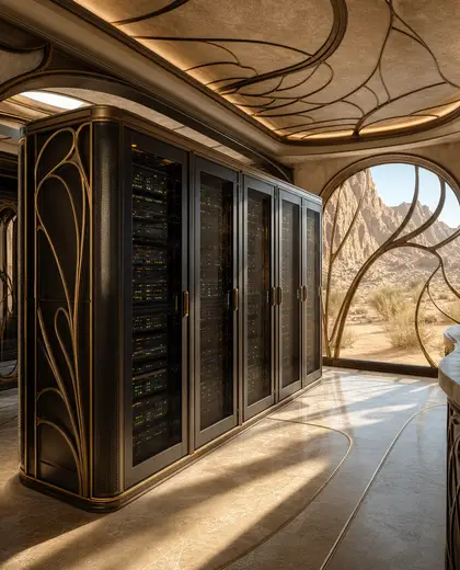 art nouveau office space — server room (desert)