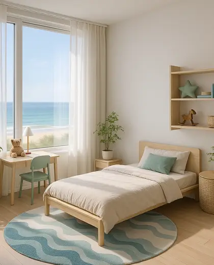 modern apartment — childrens bedroom (coastal)