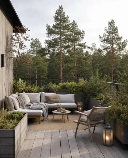 scandinavian rooftop garden — balcony garden (forest)
