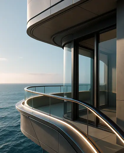 futuristic facade — balcony (ocean)