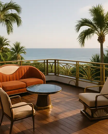 art deco backyard — deck (coastal)