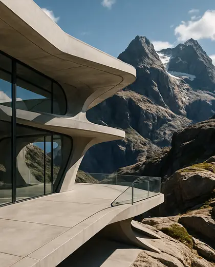 futuristic building — terrace (mountain)